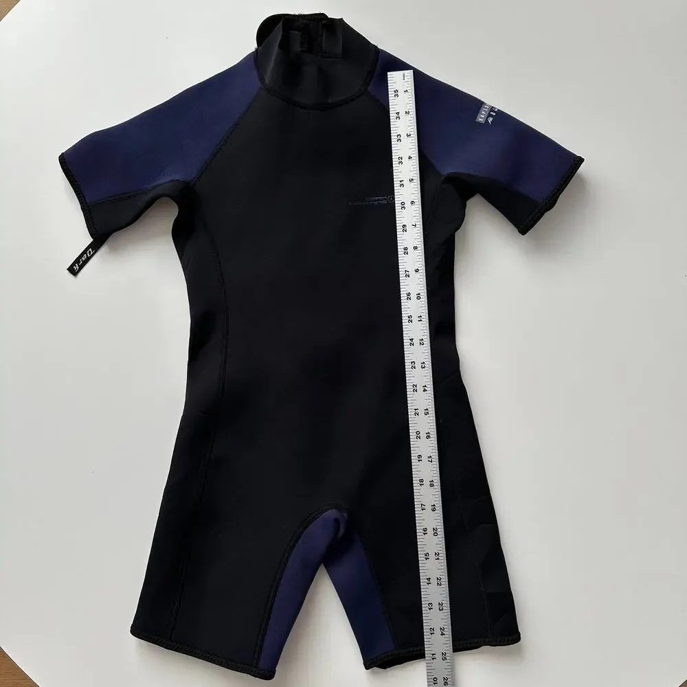 Dark Lightning EUC Shorty‎ 2MM Neoprene Black Blue Wetsuit Kids 10 - Picture 6 of 7